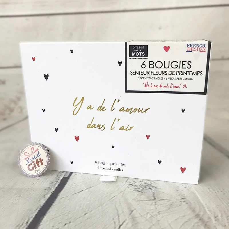 Coffret Cadeau - 6 Bougies "Y'a De L'amour Dans L'air" 3 Coffret Cadeau - 6 Bougies "Y'a De L'amour Dans L'air"