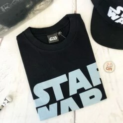 Star Wars - T-shirt Pour Adulte Noir Et Bleu Avec Logo