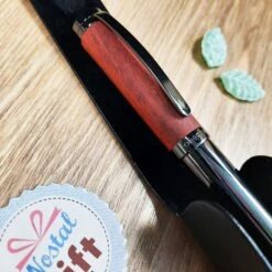 Stylo Roller Tandem En Bois De Rose/gun Et Son étui - Oberthur -cadeaux boutique stylo noir oberthur zoom