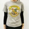 Harry Potter - T-shirt Gris Manches Courtes - Poudlard -cadeaux boutique t shirt blason poudlard gris porte avant