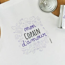 Tablier De Cuisine - "Mon Copain D'amour" - Cadeau Copain -cadeaux boutique tablier copain damour zoom